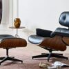 Eames Replica Black Leather Chair & Stool Eames Replica Black Leather Chair & Stool