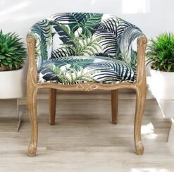 Alternative view of Natural FR Palm Leaf Fabric Louis Chair