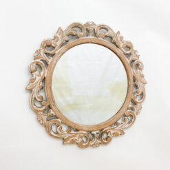 48 cm Hand-Carved Wooden Mirror