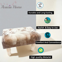 Alternative view of Sheep Footstool – Decorative Stool with Wooden Legs