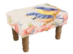 Bird Footstool – Decorative Upholstered Stool with Wooden Legs