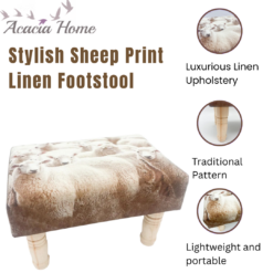 Sheep Footstool – Decorative Stool with Wooden Legs