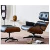 Eames Replica Black Leather Chair & Stool
