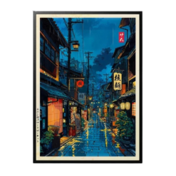 Japanese Tokyo Teahouse Canvas Print – Anime City Street Wall Art for Home Décor