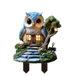 Owl Tree House Garden Ornament – Outdoor Courtyard Decoration Gift