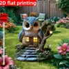 Owl Tree House Garden Ornament – Outdoor Courtyard Decoration Gift