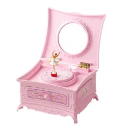 Rotating Ballerina Music Box with Drawer – Elegant Hand-Crank Jewellery Box for Girls