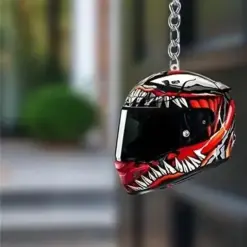 Alternative view of Motorcycle Helmet Keychain – 2D Mini Helmet Key Ring Gift Accessory
