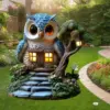Owl Tree House Garden Ornament – Outdoor Courtyard Decoration Gift Owl Tree House Garden Ornament – Outdoor Courtyard Decoration Gift