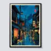 Japanese Tokyo Teahouse Canvas Print – Anime City Street Wall Art for Home Décor