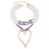 Elegant Heart Pendant Choker Necklace – Multilayer Pearl Chain for Women