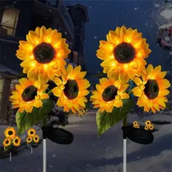 Alternative view of LED Solar Sunflower Lights – Waterproof Garden Flower Lamps for Outdoor Decoration