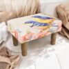 Bird Footstool – Decorative Upholstered Stool with Wooden Legs