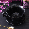 Black Rose Teacup and Saucer