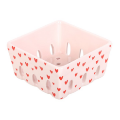 Alternative view of Pink Heart Print Ceramic Berry Basket