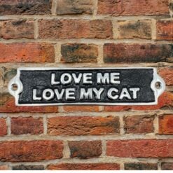 Alternative view of 20 cm Aluminium “Love Me, Love My Cat” Sign – Cute Wall Plaque for Cat Lovers