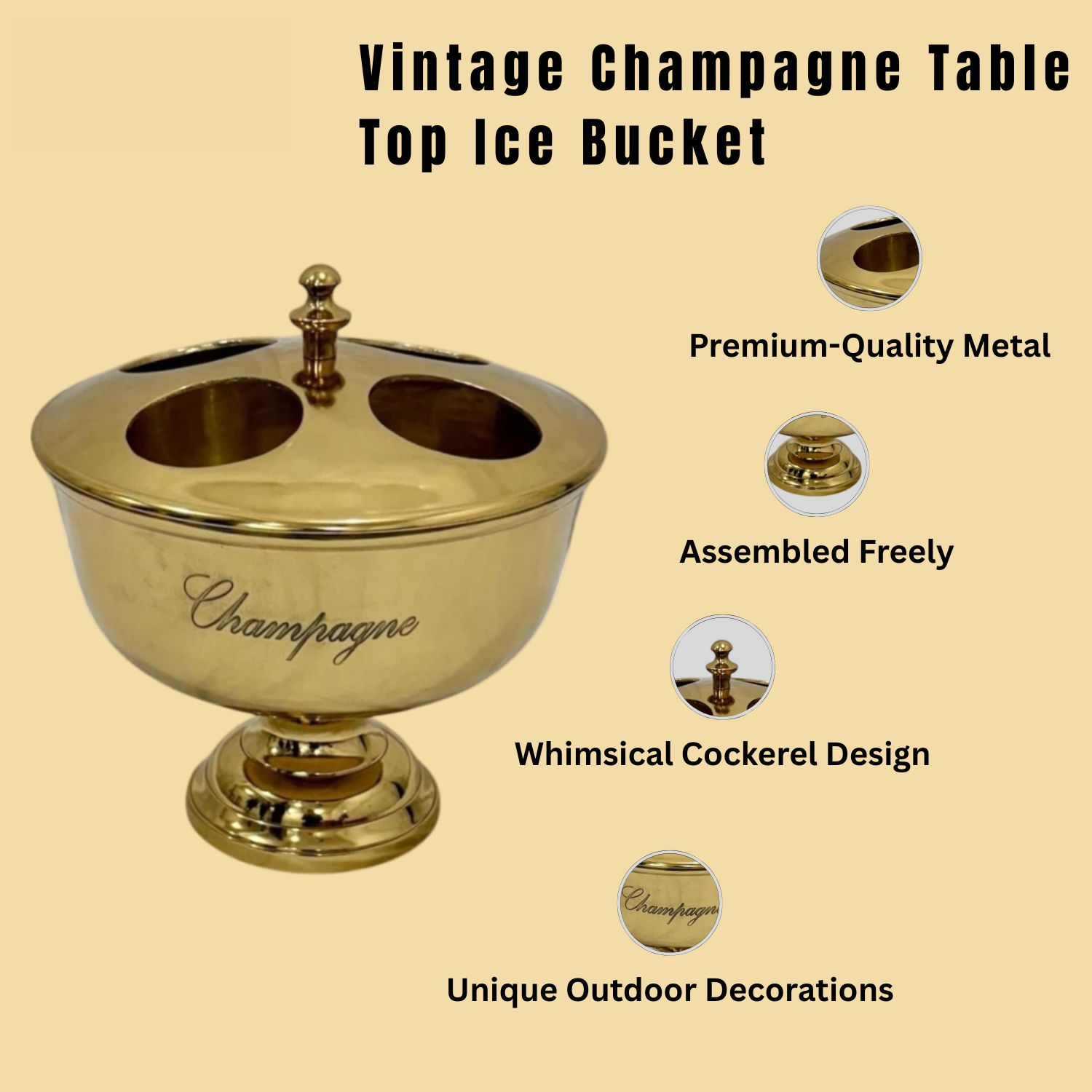 36 cm Gold 4-Bottle Champagne Bucket – Luxury Drinks Cooler for Home & Events 36 cm Gold 4-Bottle Champagne Bucket – Luxury Drinks Cooler for Home & Events - Image 5