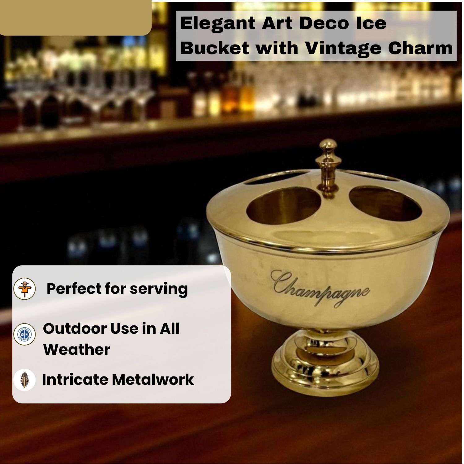 36 cm Gold 4-Bottle Champagne Bucket – Luxury Drinks Cooler for Home & Events 36 cm Gold 4-Bottle Champagne Bucket – Luxury Drinks Cooler for Home & Events - Image 6