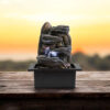 25CM Cascading Rock Fountain – LED Tabletop Water Feature