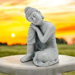 54×36 cm Resting Buddha Statue – Grey