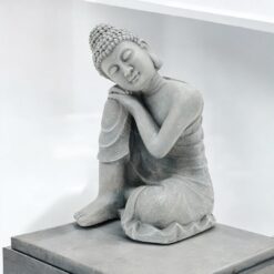 Alternative view of 54×36 cm Resting Buddha Statue – Grey