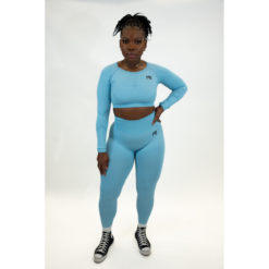 Alternative view of Scrunched Seamless Set (Crop Top) - Baby Blue