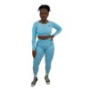 Scrunched Seamless Set (Crop Top) - Baby Blue