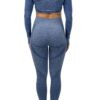 Seamless Activewear Set – Navy (Leggings & Long Sleeve Crop Top)