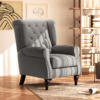 Accent Armchair Home Furniture Retro Tufted Club Wood Fabric Dark Grey