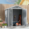 6 x 4.5ft Plastic Garden Shed with Lockable Double Doors and Ventilation Window