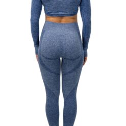 Alternative view of Seamless Activewear Set – Navy (Leggings & Long Sleeve Crop Top)