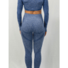 Seamless Activewear Set – Navy (Leggings & Long Sleeve Crop Top)