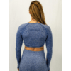Seamless Activewear Set – Navy (Leggings & Long Sleeve Crop Top)