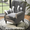 Accent Armchair Home Furniture Retro Tufted Club Wood Fabric Dark Grey