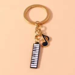 Alloy Metal Enamel Musical Keychain – Piano & Music Note Handbag Pendant