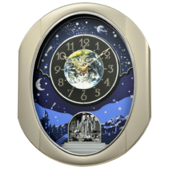 Magic Motion Musical Wall Clock with Crystal Pendulum – Silver Finish