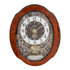Magic Motion Musical Wall Clock with Crystal Pendulum – Wood Effect Finish