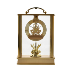 Alternative view of Lantern Style Skeleton Mantel Clock with Rotating Pendulum