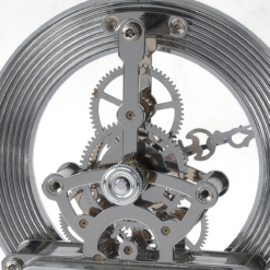 Alternative view of Silver Skeleton Mantel Clock with Handle and Visible Movement
