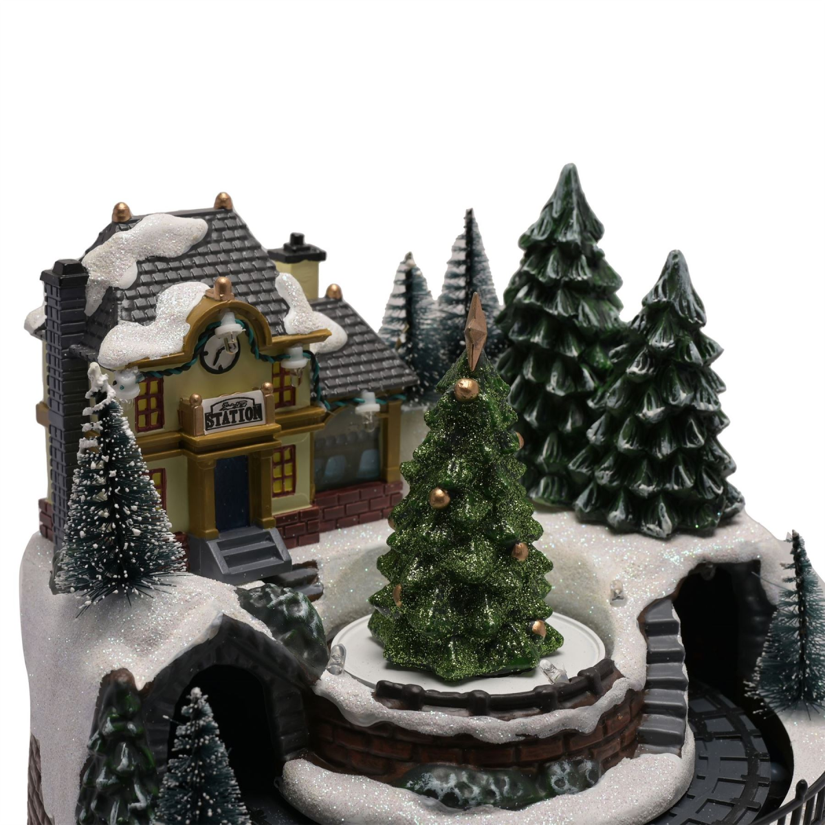 LED Musical Station with Rotating Train Ornament LED Musical Station with Rotating Train Ornament - Image 2