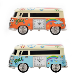 Alternative view of Orange Camper Van Miniature Desk Clock Decorative Ornament