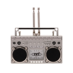 Alternative view of Silver Radio Miniature Desk Clock Retro Cassette Design Ornament