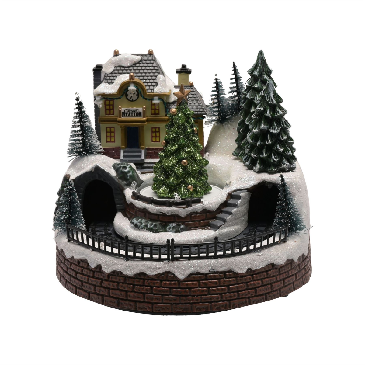 LED Musical Station with Rotating Train Ornament LED Musical Station with Rotating Train Ornament - Image 3