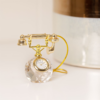 Glass Telephone Miniature Clock Gold Dial Decorative Ornament