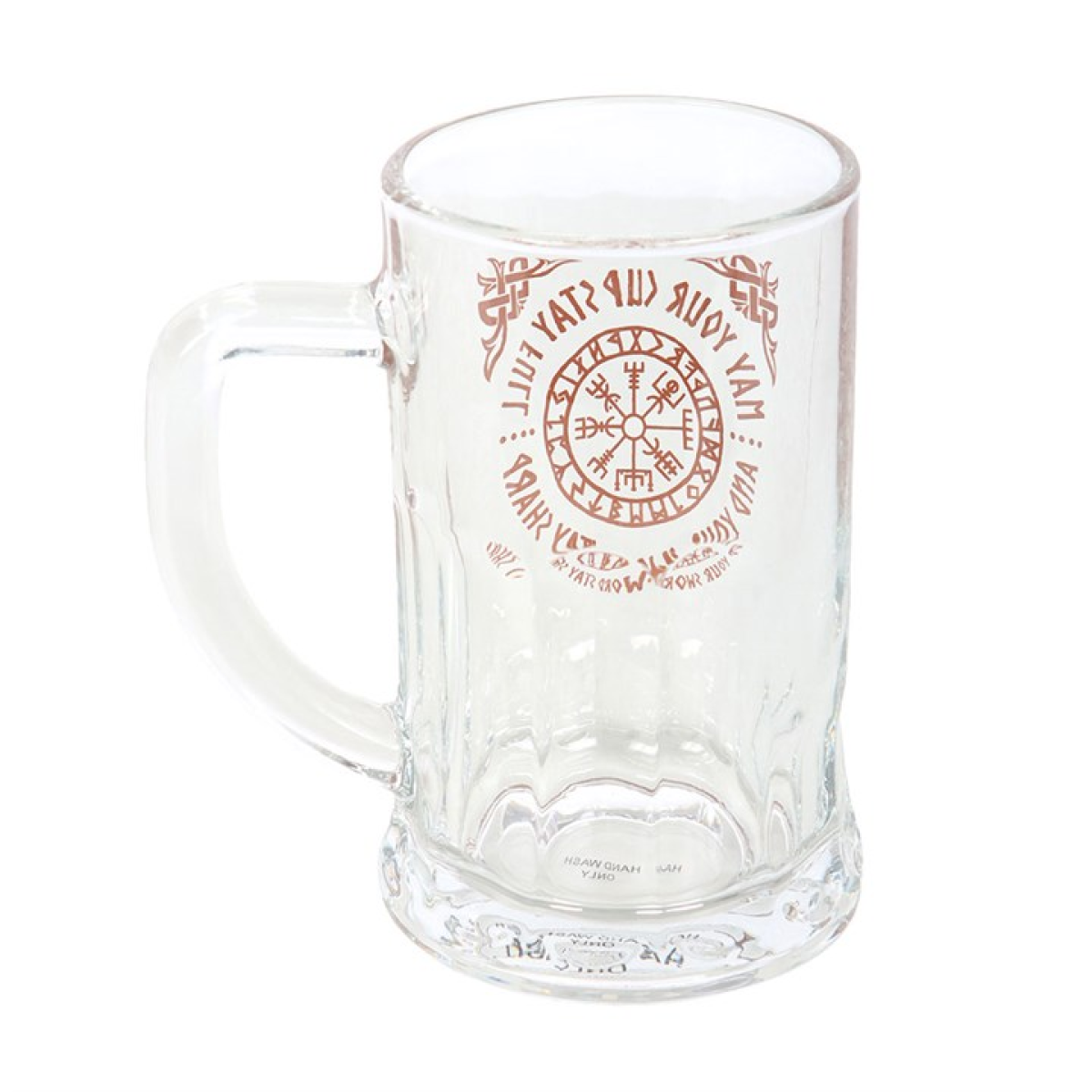 Viking Compass Glass Beer Tankard with Coaster Viking Compass Glass Beer Tankard with Coaster - Image 3