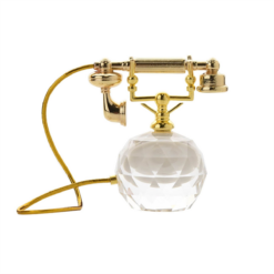 Alternative view of Glass Telephone Miniature Clock Gold Dial Decorative Ornament