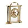 Gold Skeleton Mantel Clock with Handle and Visible Movement Gold Skeleton Mantel Clock with Handle and Visible Movement