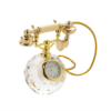 Glass Telephone Miniature Clock Gold Dial Decorative Ornament