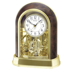 Arched Wood Effect Mantel Clock with Crystal Detail