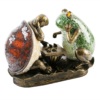 Frog and Tortoise Table Lamp with Crackle Glass Effect Shade
